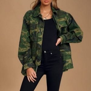FREE PEOPLE 'Sieze the Day' Camo Jacket SZ small